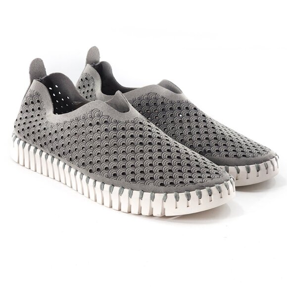 ILSE JACOBSEN Hornbaek Tulip 139 Flat Slip-On Perforated Gray - Picture 1 of 6